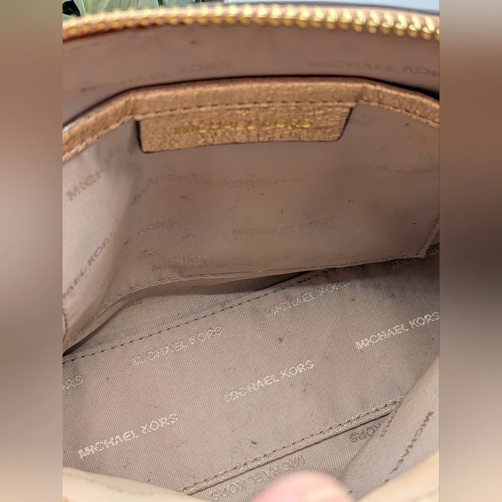 Michael Kors Crinkle Metallic Rose Gold Cosmetic Bag